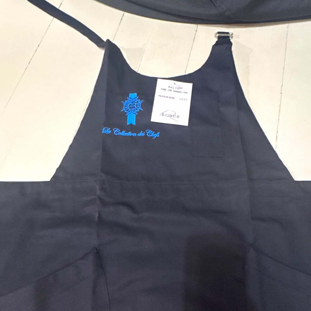 New! Robur Malte Sommelier Apron w/ Pockets Polyester/Cotton Black/Blue S221